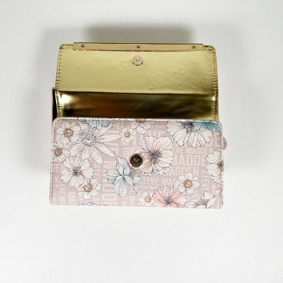 STEVE MADDEN Blush Floral Multi Logo Bar Trifold Wallet Wristlet NEW WITH TAG!!! - Picture 9 of 16